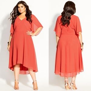 City Chic Coral Midi Dress